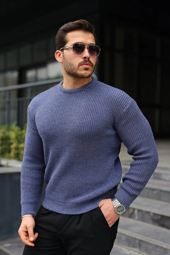 Erkek Bisiklet Yaka Örme Kazak