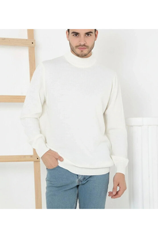 Erkek Yarım Boğaz Triko Kazak yumuşak dokulu Pamuklu ince Dokuma, uzun kollu Rahat Regular kalıp - B