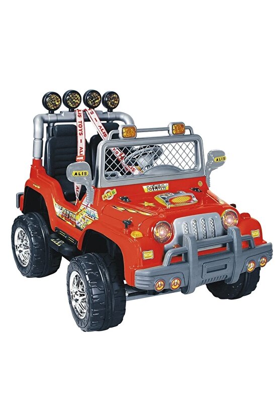 Kumandalı Çift Kişilik Mega Akülü Araba Kırmızı - 12 Volt İki Kişilik Akülü Araba Akülü JEEP - Mega