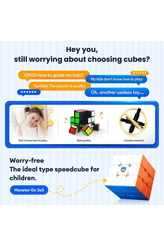 Profesyonel GAN Monster Go Standard 3x3 Küp - Zeka Küpü - Akıl Küpü - Monster Küp - 3x3 Cube