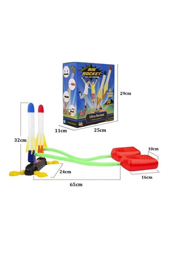 Air Rocket İkili Seti - Roket Oyuncak - 4 Roket Ve Havalı Roketatar - İkili Açık Hava Oyuncağı - Air