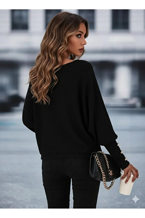 Kadın Uzun Kollu Tek Omuzdan Açık Askı Detaylı Waffle Bluz