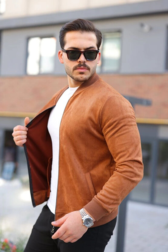 Erkek Scuba Süet Kumaş Bomber Hırka