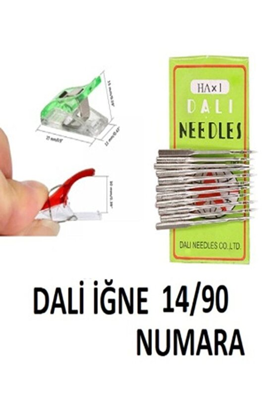 Dikiş Nakış Plastik Klips Tutucu Mandal (renkli 10 Adet)- Dali Ev Tipi Makine Iğnesi 1490 10 Adet
