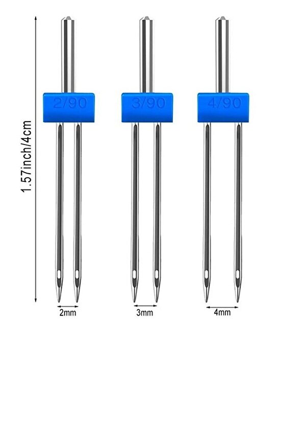 Her Marka Makine Için 10 Adet 14 No Iğne Ve Nervür Için Çift Iğne Singer Zetina (2MM-3MM-4MM)