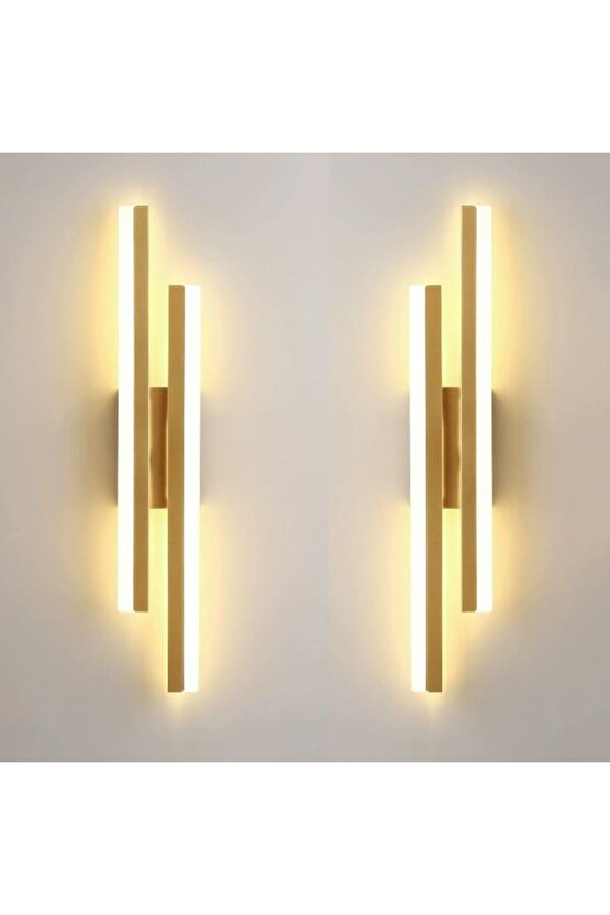 2 ADET Elektrikle Çalışır, 12 Watt , 3000 Kelvin Gün Işığı Led Aplik, İç Merkan Led Duvar Armatürü