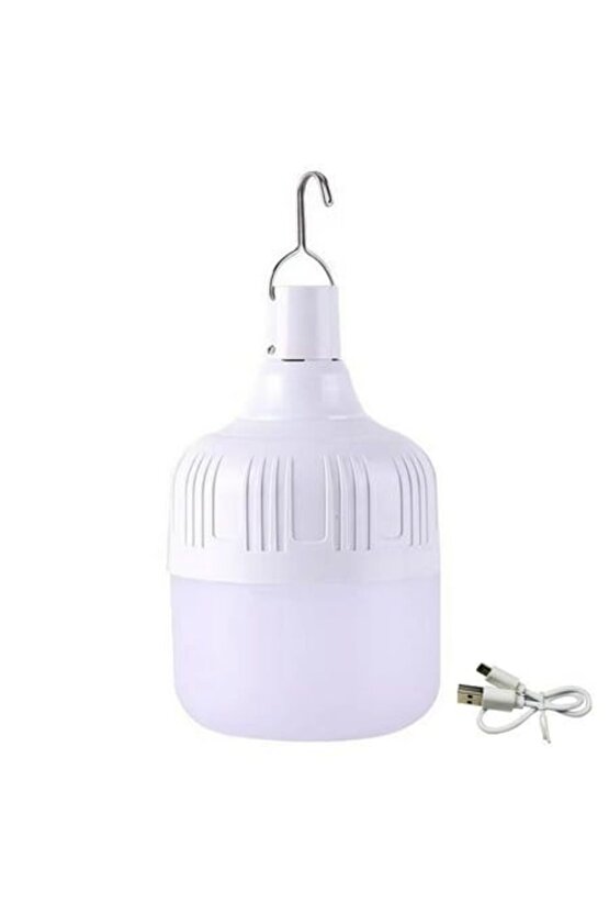 3 Adet Adet USB Şarjlı, 30 Watt, 3 Işık Modlu Beyaz Işık, Kamp, Piknik, Bekçi, Balıkçı, Çadır Ampulü