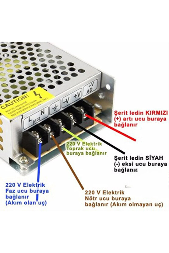 Çok Kaliteli 5 Amper (60W) Süper Slim 12V Trafo, Alüminyum Bal Peteği Gövde 12V, 60W Led Driver