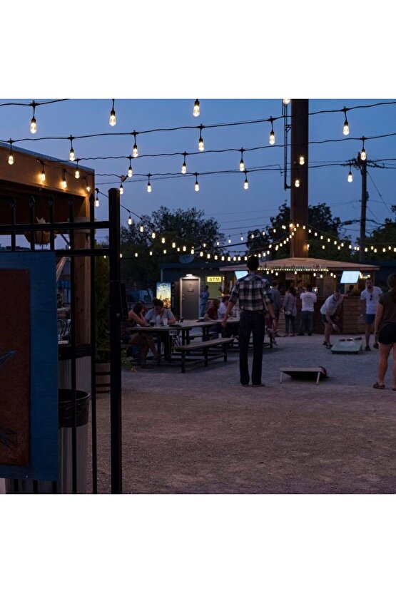 Beyaz Işık Ampullü, 5 Metre 10 Duylu Eklenebilir Bahçe, Kafe, Teras, Balkon Armatürü İç Dış Ve Mekan