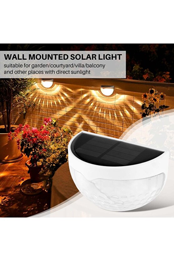 2 Adet Güneş Enerjili, 5 Watt Solar Duvar Apliği, 3200 Kelvin Gün Işığı Ledli Kablosuz Solar Aplik