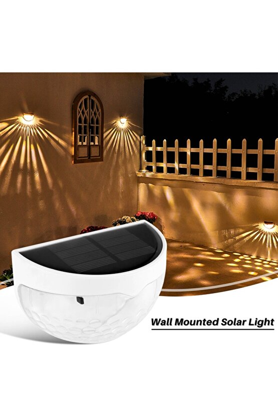 2 Adet Güneş Enerjili, 5 Watt Solar Duvar Apliği, 3200 Kelvin Gün Işığı Ledli Kablosuz Solar Aplik