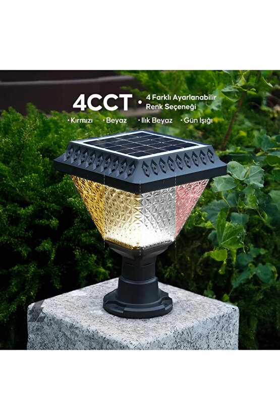 2 Adet Güneş Enerjili, Kumandalı, RGB, Gün Işığı, Mavi, Kırmızı Işıklı Gece Sensörlü Bahçe Apliği