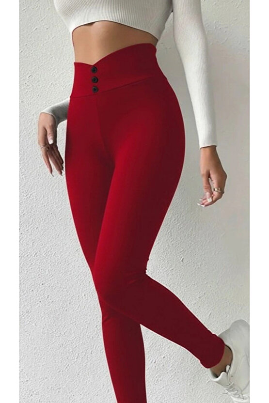 MDB Kadın Yüksek Bel önden Düğmeli Dalgıç Tayt