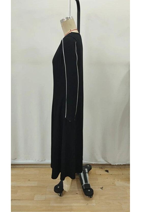 MDB Kadın Uzun Kollu Bisiklet Yaka Midi Modal Elbise