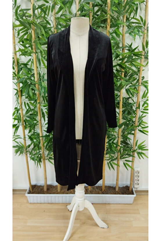 Kadın Uzun Kollu önü Açık Kolları Uzun Midi Ceket