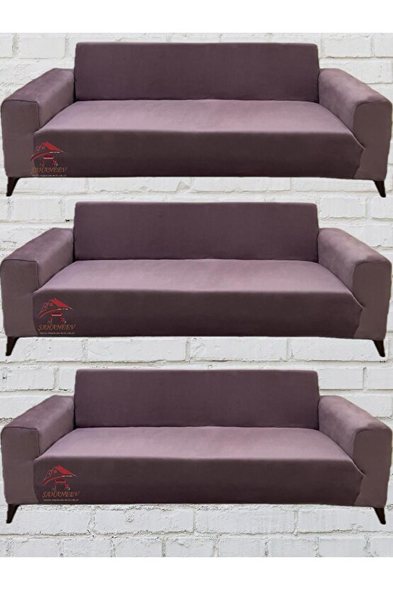 3+3+3 İtalyan Süet Koltuk Örtüsü(GÜLKURUSU RENK)