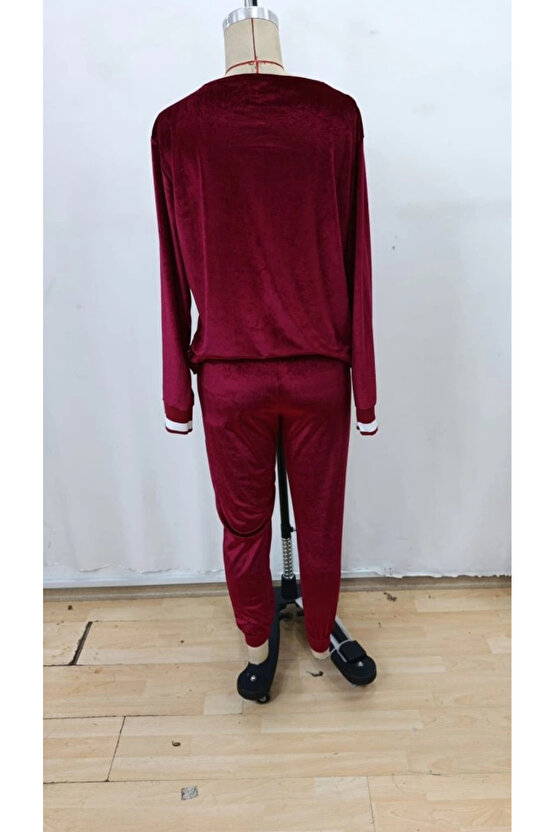 MDB Kadın Uzun Kollu V Yaka Kadife Bluz Ve Pantolon Ikili Takım