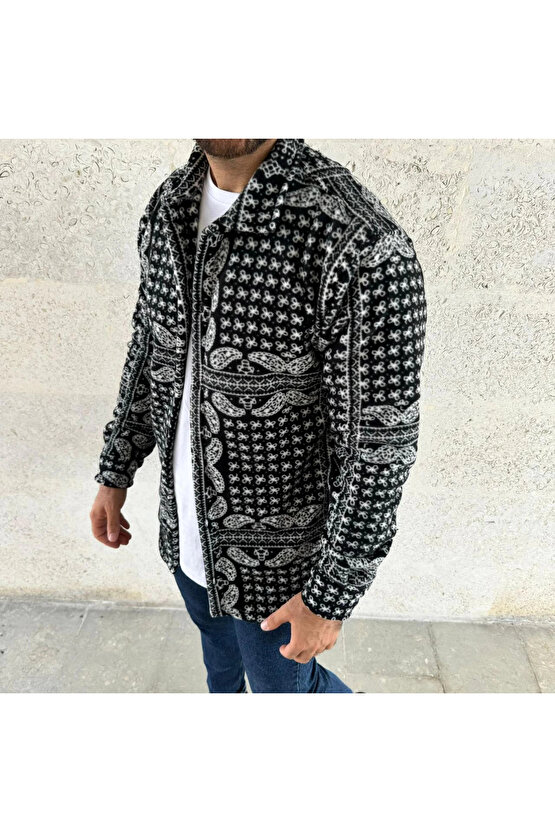 Erkek Polar Fermuarlı Sweatshirt – Kapüşonsuz, Cepli, Yumuşak Dokulu, Oversize Rahat Kalıp, Kışlık S