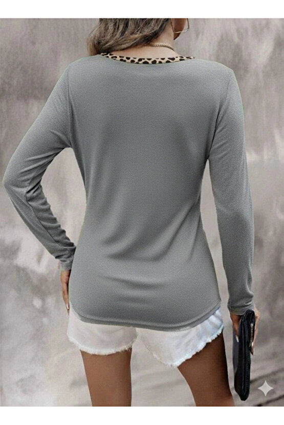 Kadın Uzun Kollu V Yakalı Kaşkorse Bluz