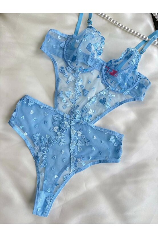 Frosted Bodysuit - Kalp İşlemeli