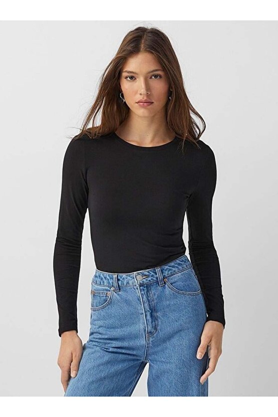 Kadın Uzun Kollu Bisiklet Yaka Süprem Bluz