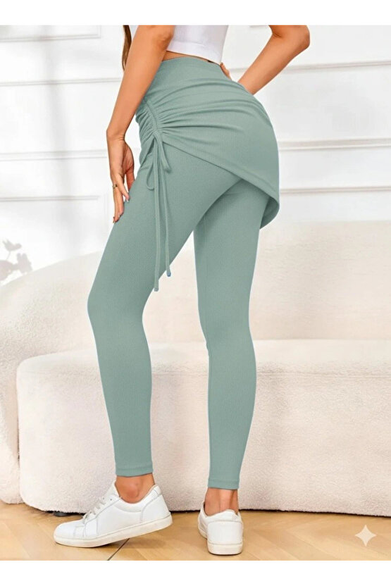 Kadın Yüksek Bel Yandan Büzgülü Alttan Uzun Kaşkorse Tayt Etek