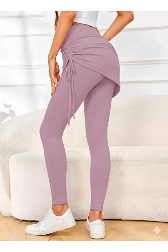 Kadın Yüksek Bel Yandan Büzgülü Alttan Uzun Kaşkorse Tayt Etek