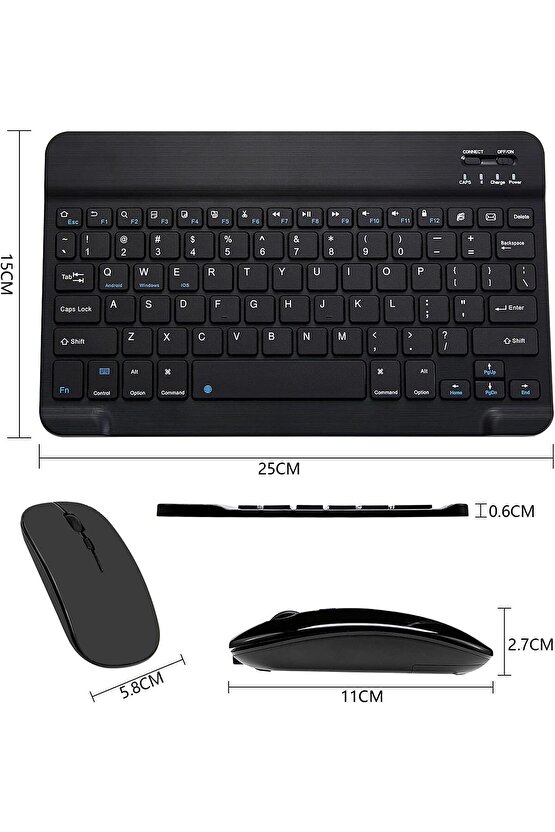 Apple iPad A16 11 Tablet Için Uyumlu Slim Şarjlı Bluetooth Klavye Ve Mouse Seti