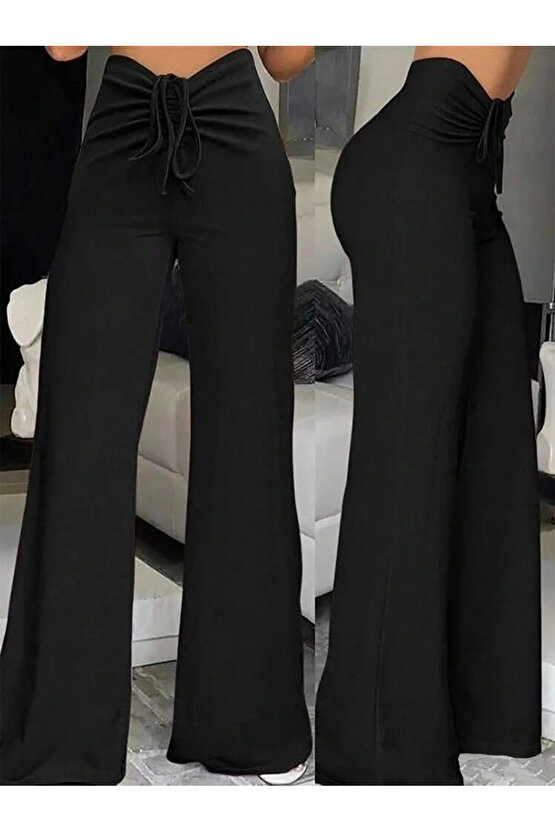 Kadın Yüksek Bel önden Büzgülü Ispanyol Ithal Krep Pantolon