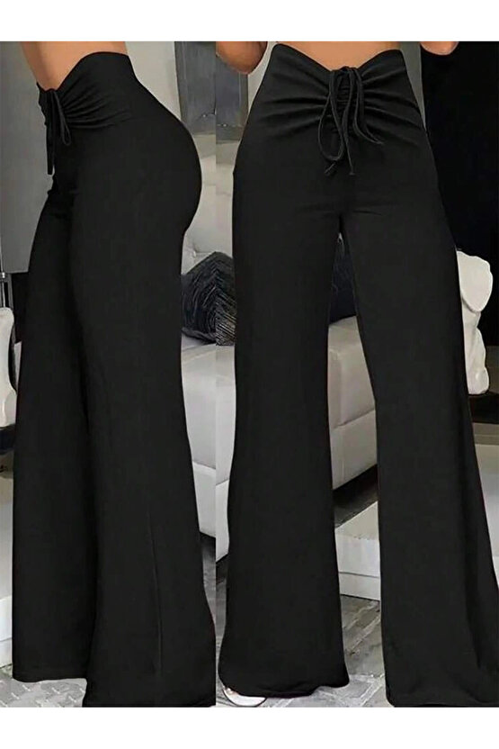 Kadın Yüksek Bel önden Büzgülü Ispanyol Ithal Krep Pantolon