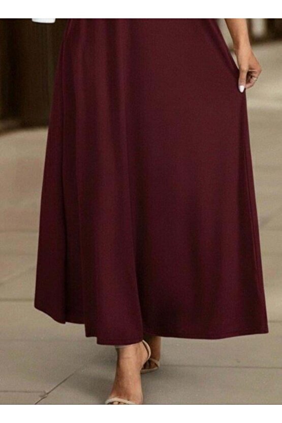 Kadın Uzun Kollu Yakalı önden Fermuarlı Uzun Viskon Iki Iplik Elbise