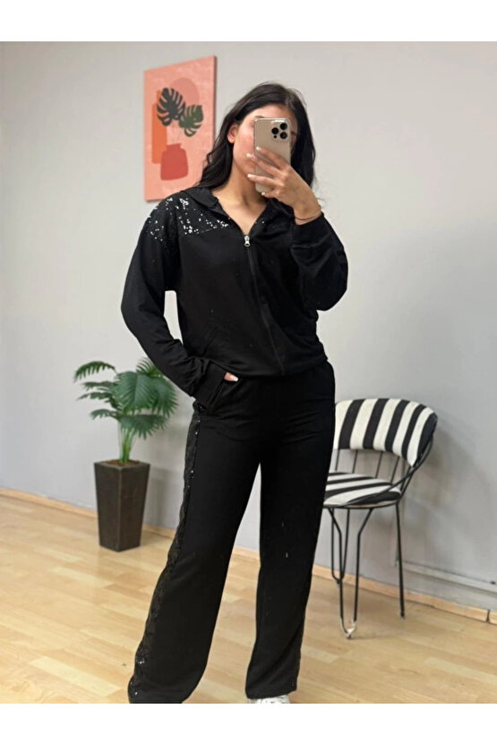 Kadın Iki Iplik Kumaş Pul Ve Fermuar Detaylı Ikili Takım