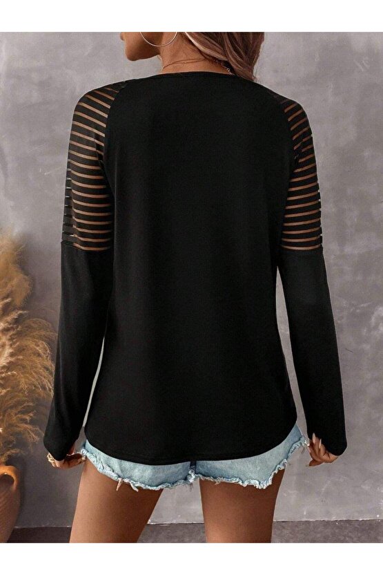 Kadın Uzun Kollu Yakadan Fermuarlı Viskon Bluz