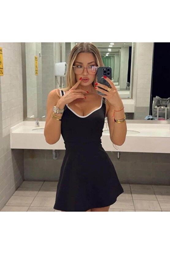 Kadın Modal Kumaş Askılı şortlu Elbise