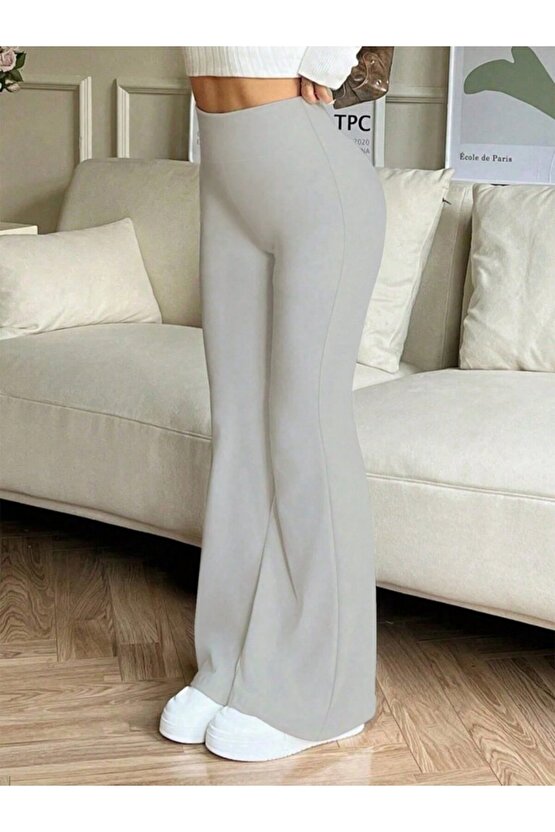 EQURİ Kadın Yüksek Bel Ispanyol Paçalı Pantolon Tayt