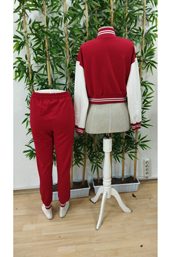 EQURİ Kadın Uzun Kollu Hakim Yaka önden Düğmeli Ceket Pantolon şardonlu Iki Iplik Ikili Takım