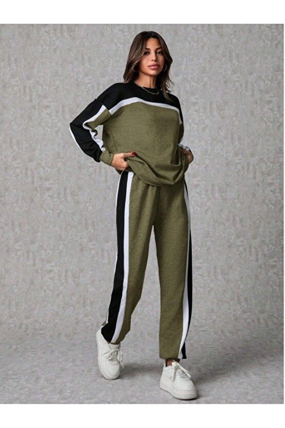 EQURİ Kadın Uzun Kollu şerit Detay Eşofman Takım