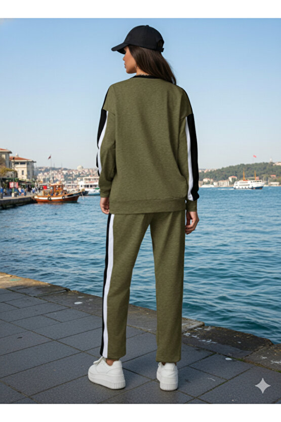 EQURİ Kadın Uzun Kollu şerit Detay Eşofman Takım
