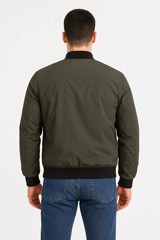Erkek Bomber Mont Ceket – Fermuarlı, Kapitone İçi Astarlı, Su İtici Kumaş, Regular Fit, Uzun Kollu,