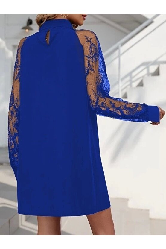 Kadın Uzun Kollu Damla Detaylı Sandy Mini Elbise