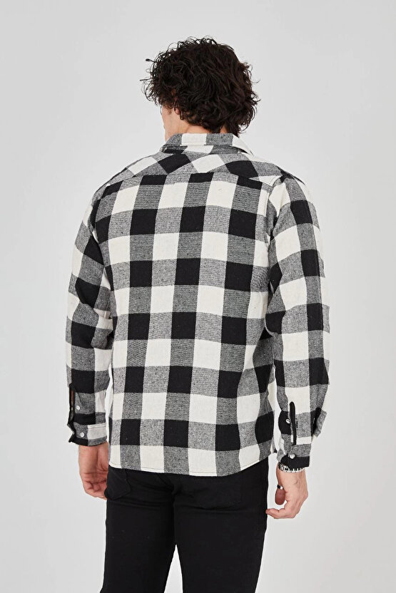 Erkek Oduncu Gömlek – Uzun Kollu, Şardonlu Kumaş, Kareli Desen, Regular Fit, Manşetli, Çift Cepli, R