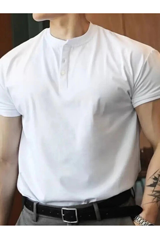 Erkek Kısa Kollu Hakim Yaka önü Düğmeli Viskon Bluz