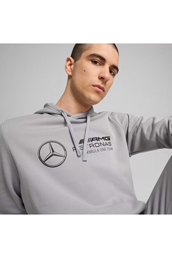 627345 Mercedes MAPF1 ESS Hoodie Erkek Kapüşonlu Sweatshirt GRİ