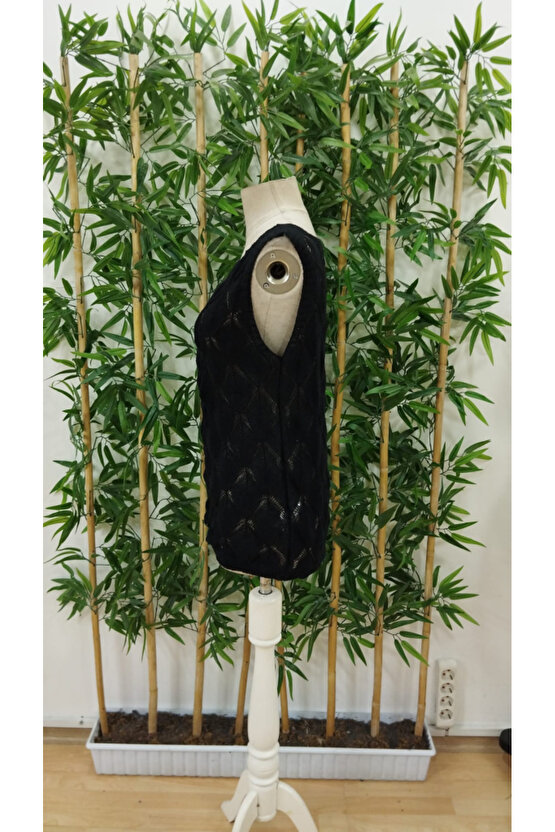 EQURİ Kadın Askılı Yakalı Desenli Triko Bluz