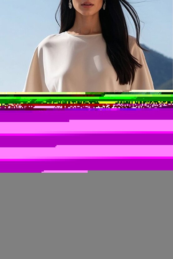 Edolika Kadın Kısa Kollu Bisiklet Yaka Bluz Yüksek Bel Cep Detaylı Pantolon Atlas Ikili Takım