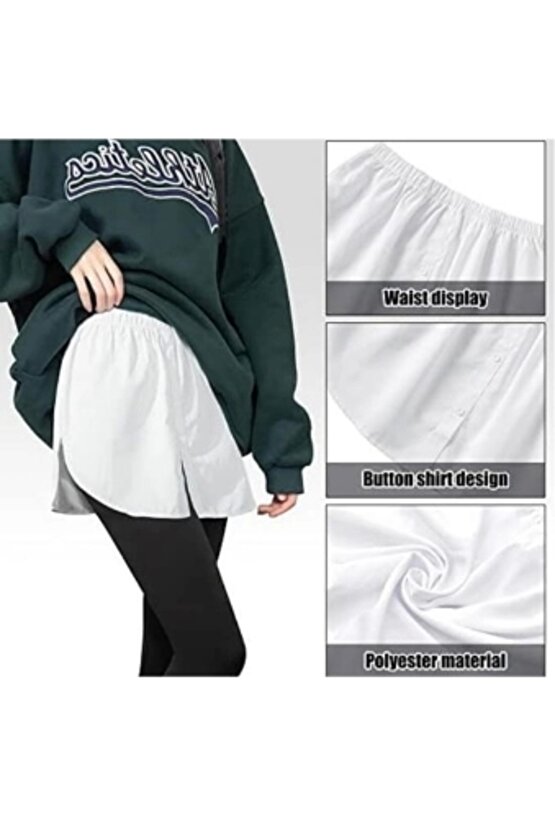 Lastikli Düğmeli Kurtarıcı Gömlek Altı Eteklik -Beyaz