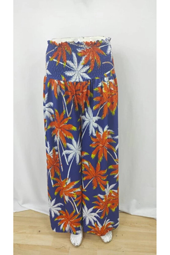 Kadın Yüksek Bel Lastikli Desenli Süprem Pantolon