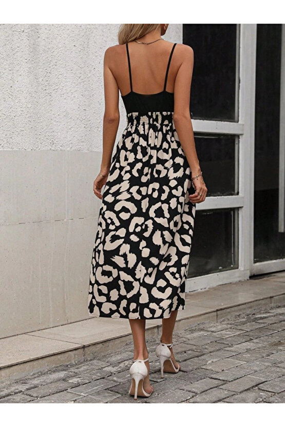 Kadın Ip Askılı Kruvaze Yakalı üst Janjan Alt Süprem Elbise