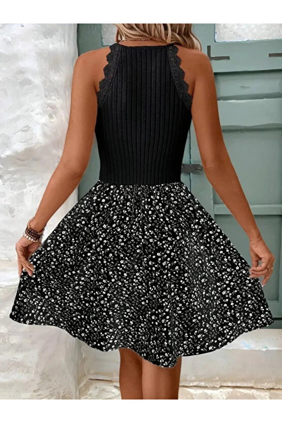 Kadın Omuzlardan Açık Reglan Kol Detaylı üst Fırfırlı Kaşkorse Alt Süprem Elbise