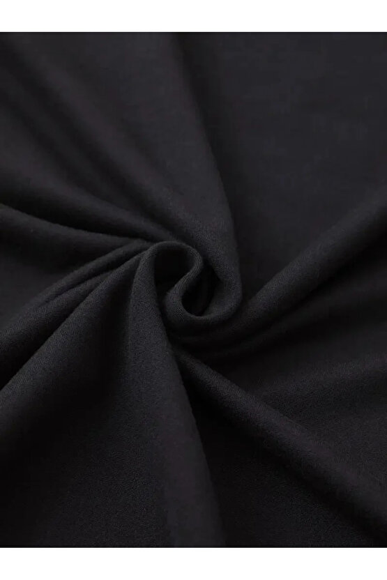 201 Penye Compack Baskılı Oversize Bisiklet Yaka Kısa Kol Yazlık T-shirt - Siyah